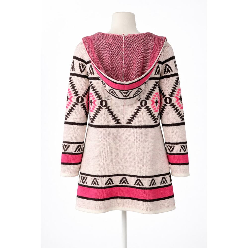 Aztec Tribal Cardigan Sweater Pink Cream Boho Southwestern Knit Womens Size S - Picture 3 of 4